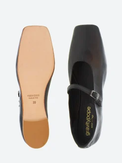 gravitypope - Jaycee Mary Jane Flat in Nero Nappa