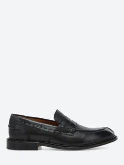 gravitypope - Milton Penny Loafers in Nero Glove Tinto