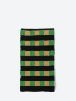 Jo Gordon - Small Check & Stripe Scarf in Pagoda/Bullion