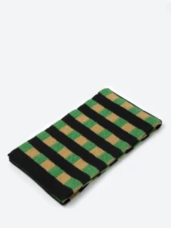 Jo Gordon - Small Check & Stripe Scarf in Pagoda/Bullion