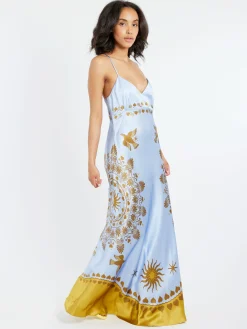 La DoubleJ - Eros Slip Dress in Olympus Placee Blue