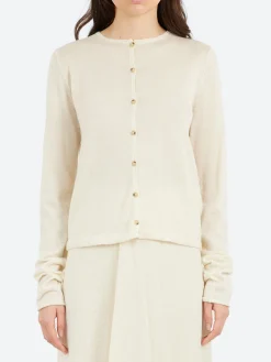 Lauren Manoogian - Super Fine Crewneck Cardigan in Ivory