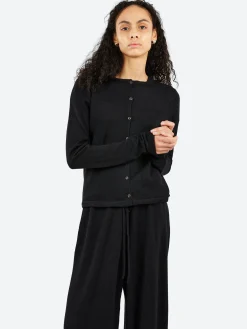 Lauren Manoogian - Super Fine Crewneck Cardigan in Black