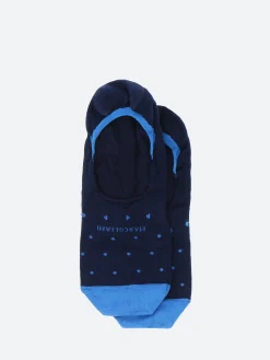 Marcoliani - Invisible Touch Polka Dot Socks in Navy with Cobalt