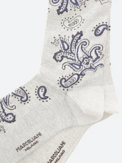 Marcoliani - Jali Paisley Mid Calf Sock in Beige