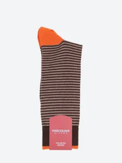 Marcoliani - Palio Stripe Sock in Cappuccino