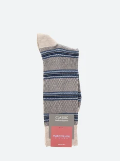 Marcoliani - Pique Stripe Socks in Khaki
