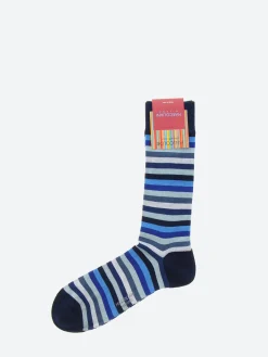 Marcoliani - Rainbow Stripe Sock in Blue Mix