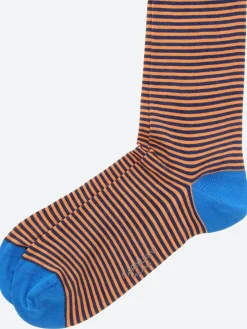 Marcoliani Milano - Palio Stripe Sock in Denim and Orange