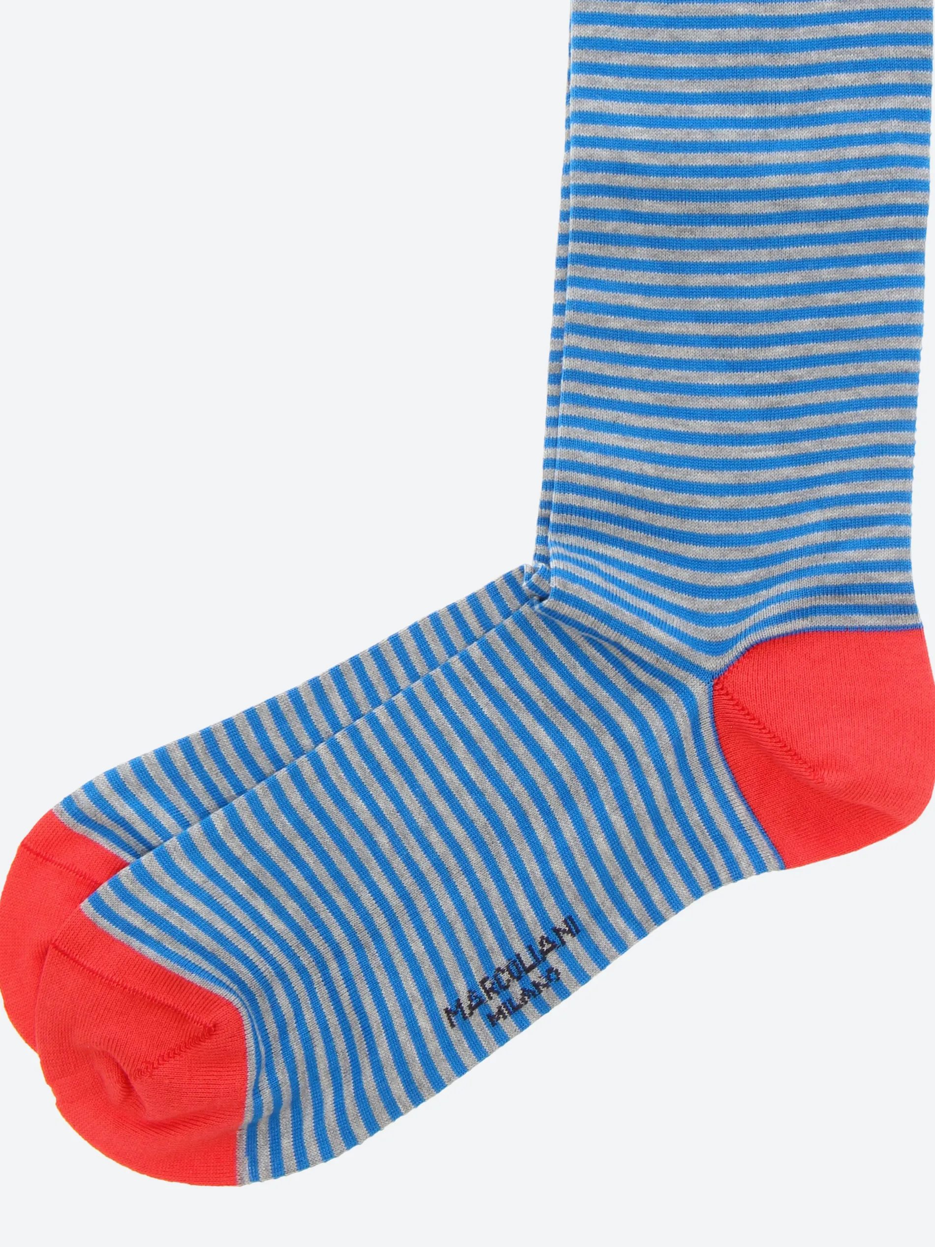 Marcoliani Milano - Palio Stripe Sock in Flannel and Turquoise