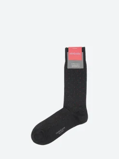 Marcoliani Milano - Pin Dot Socks in Charcoal/Ginger