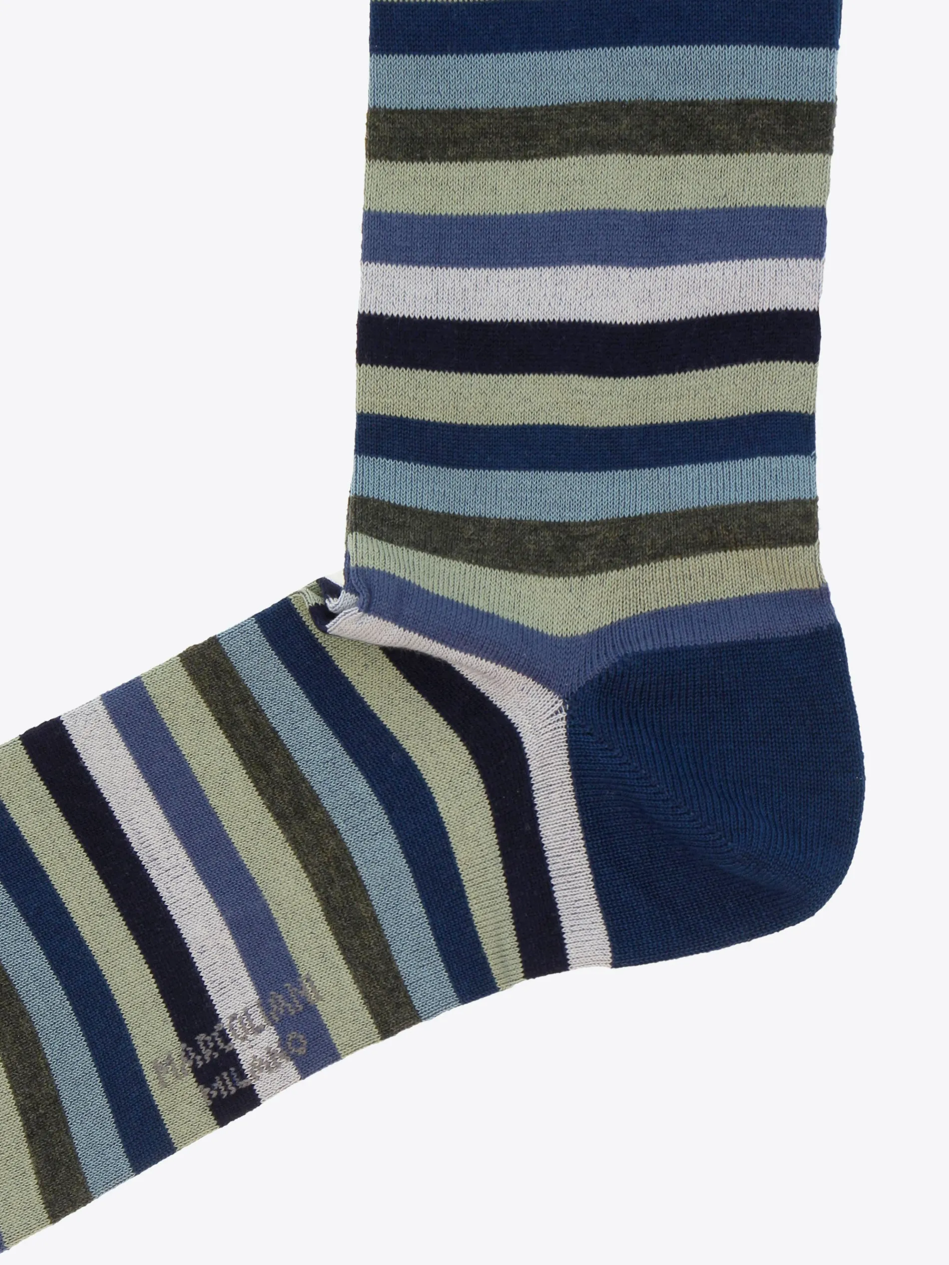 Marcoliani Milano - Rainbow Stripe Sock in Denim/Sage