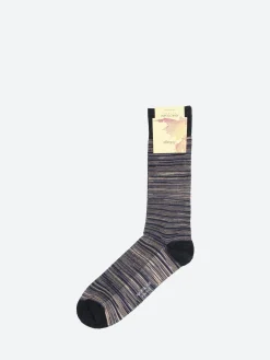 Marcoliani Milano - Shaded Pique Mid Calf Socks in Black Shadow