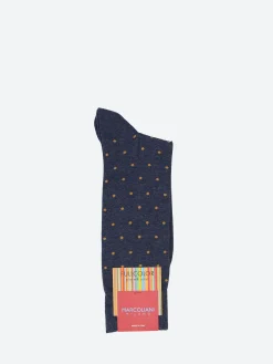 Marcoliani Milano - St. Tropez Polka Dot Socks in Dark Blue/Denim