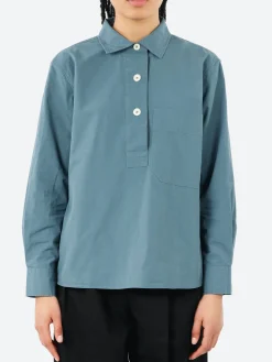 Margaret Howell - MHL Big Pocket Swing Shirt in Mineral Blue
