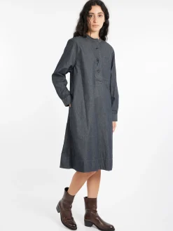 Margaret Howell - MHL Collarless Swing Dress in Charcoal