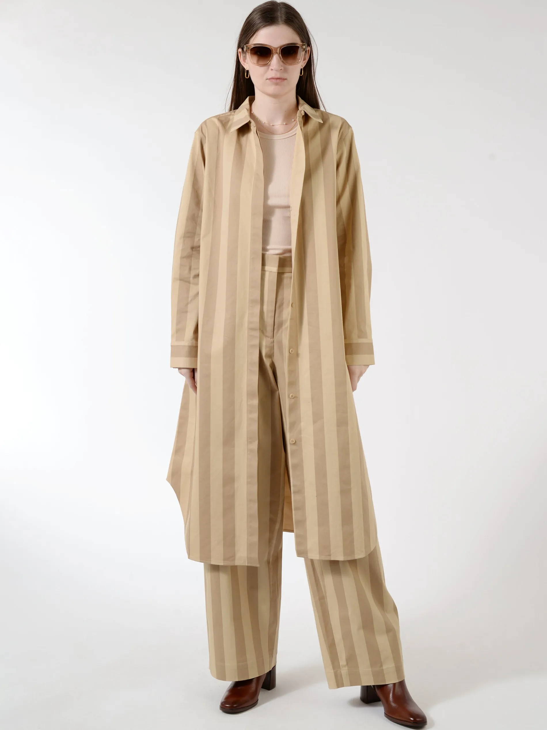 Marimekko - Ajassa Linja Cotton Trousers in Beige/Brown