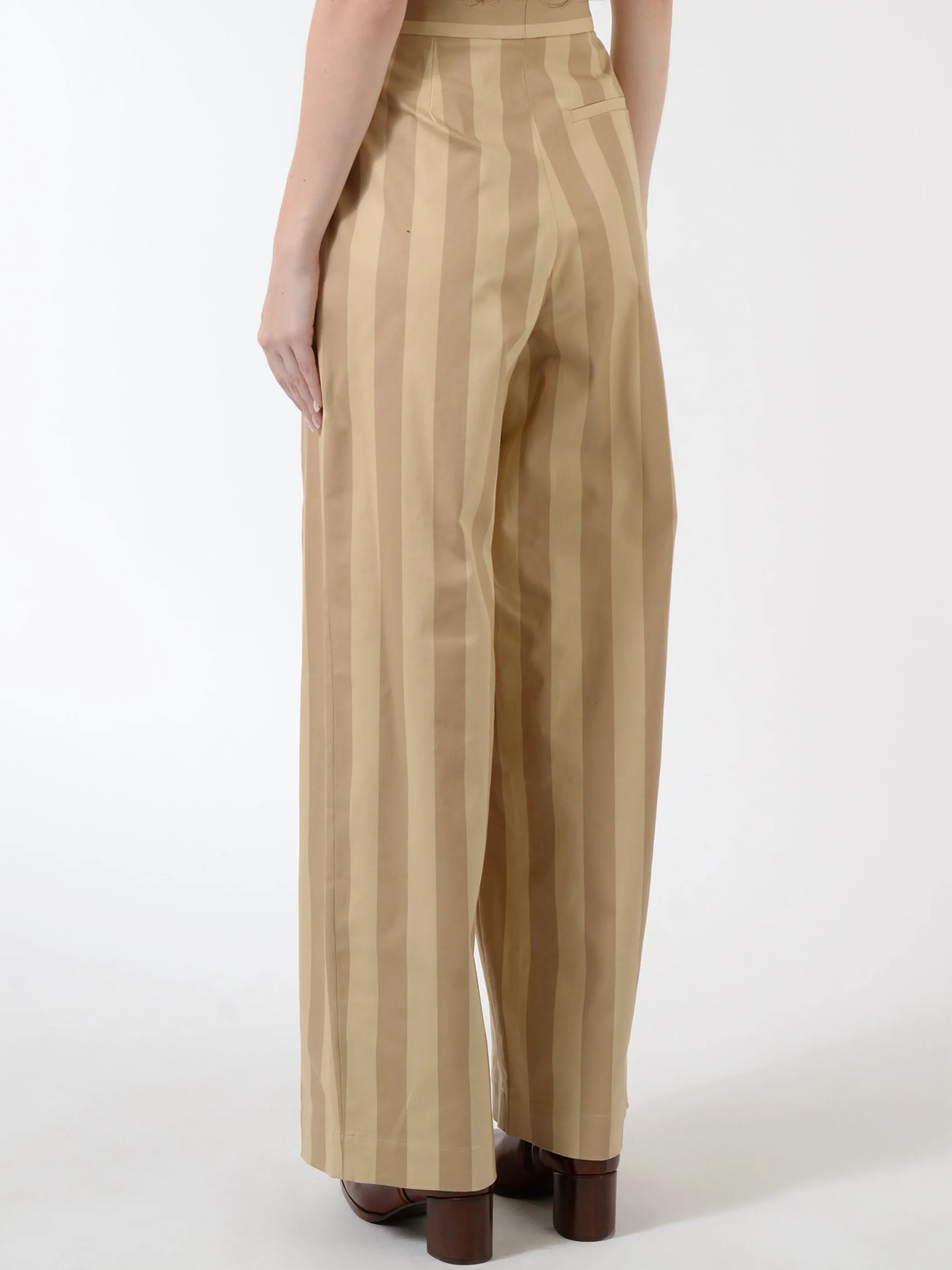 Marimekko - Ajassa Linja Cotton Trousers in Beige/Brown