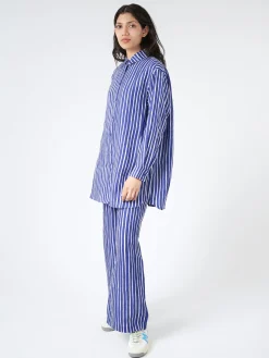 Marimekko - Akviferi Piccolo Shirt in Blue and Off White