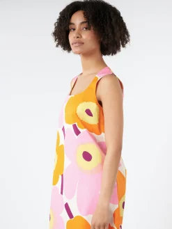 Marimekko - Kestit Unikko Dress in White, Orange and Pink