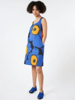 Marimekko - Kestit Unikko Dress in Black, Blue and Orange