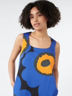 Marimekko - Kestit Unikko Dress in Black, Blue and Orange