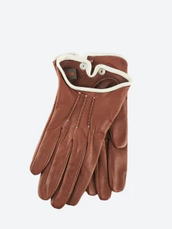 Mario Portolano - 3794 Nappa Short Glove Contrast Piping in Cognac and Beige