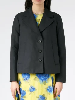 Marni - A-Line Cady Jacket with Back Pleat in Black