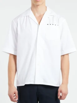 Marni - Bowling Shirt with Hidden Logo in Lily White