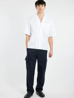 Marni - Bowling Shirt with Hidden Logo in Lily White
