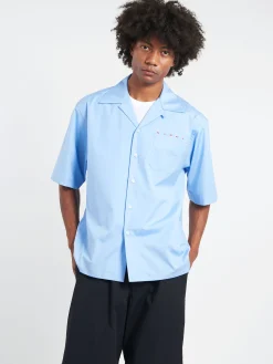 Marni - Bowling Shirt with Hidden Logo in Iris Blue