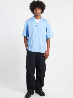 Marni - Bowling Shirt with Hidden Logo in Iris Blue