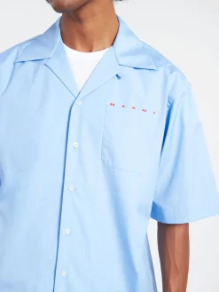 Marni - Bowling Shirt with Hidden Logo in Iris Blue