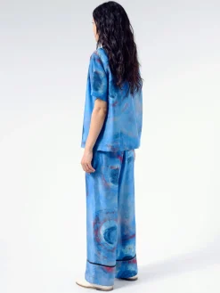 Marni - Bowling Silk Shirt with Buchi Blue Print in Cobalt