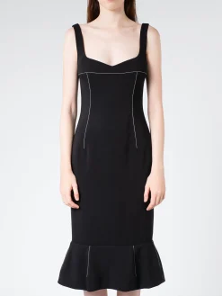 Marni - Cady Sheath Dress with Flounce Hem in Black