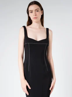 Marni - Cady Sheath Dress with Flounce Hem in Black