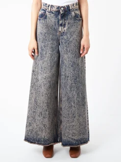 Marni - Marbled Denim Wide-Leg Trousers in Pink Gummy