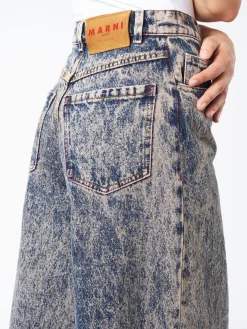 Marni - Marbled Denim Wide-Leg Trousers in Pink Gummy