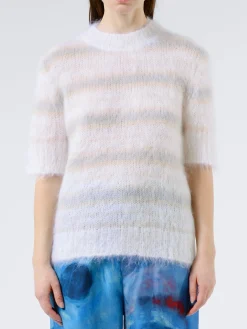 Marni - Mohair and Wool Striped Top in Natural White