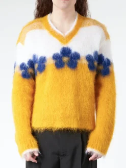 Marni - Mohair Jumper with Flowers in Light Orange