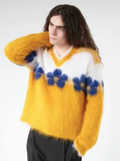 Marni - Mohair Jumper with Flowers in Light Orange