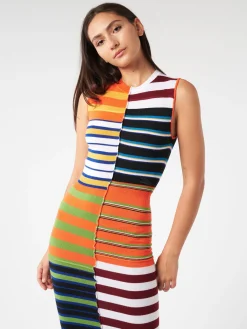 Marni - Multicoloured Knit Dress with Patchwork Stripes