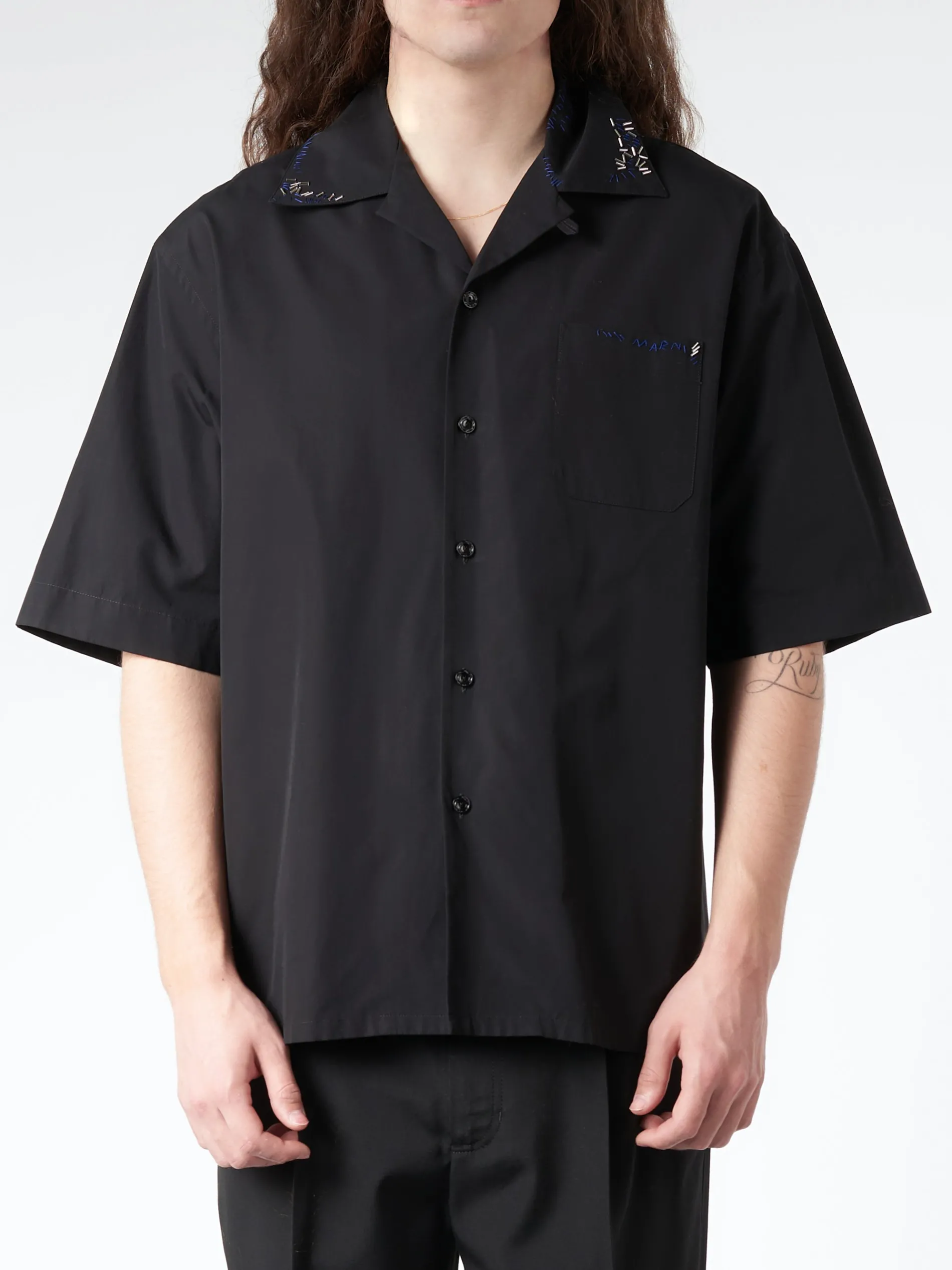 Marni - Organic Poplin Cotton Bowling Shirt in Black