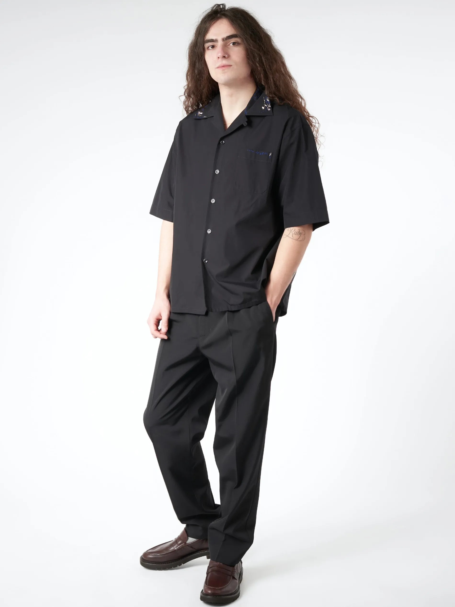 Marni - Organic Poplin Cotton Bowling Shirt in Black
