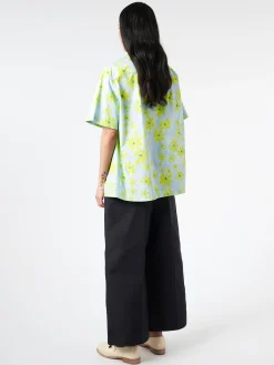 Marni - Poplin Bowling Shirt with Parade Print in Aquamarine