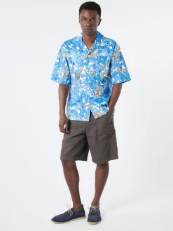 Marni - Poplin Bowling Shirt with Allegro Blues Print in Cobalt