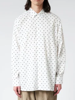Marni - Poplin Long-Sleeved Shirt with Polka Dots in Lily White