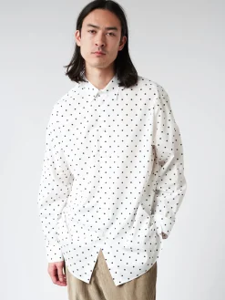 Marni - Poplin Long-Sleeved Shirt with Polka Dots in Lily White