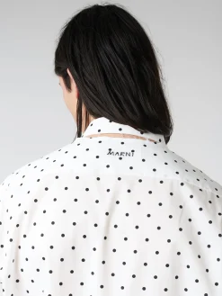 Marni - Poplin Long-Sleeved Shirt with Polka Dots in Lily White