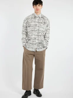 Marni - Poplin Shirt with Marni Scribble Motif in Lily White